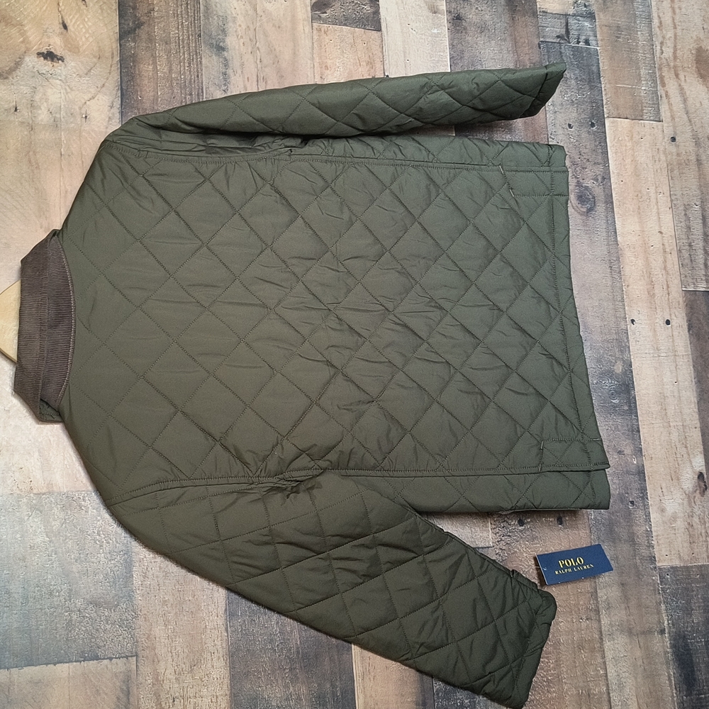 NWT Polo By Ralph Lauren Olive Green Quilted Barn Jacket Kids Sz Med - Picture 11 of 13